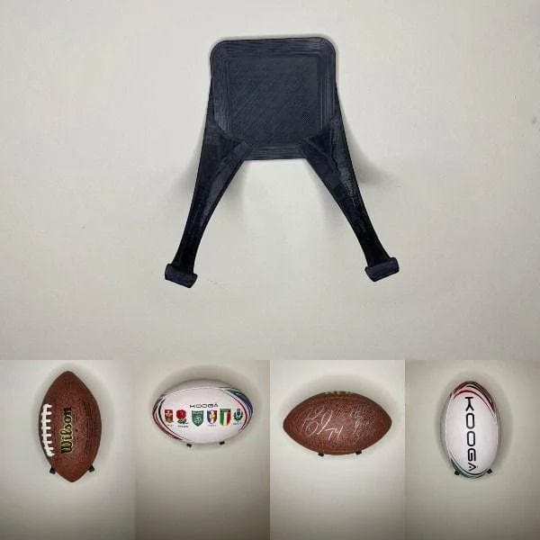 Full Size Tusk Style Wall Mounted Ball Display Stand for American Football & Rugby Balls
