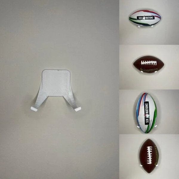 Mini Tusk Style Wall Mounted Ball Display Stand for Collectibles, Perfect for Half Size, Small American Football & Rugby Balls